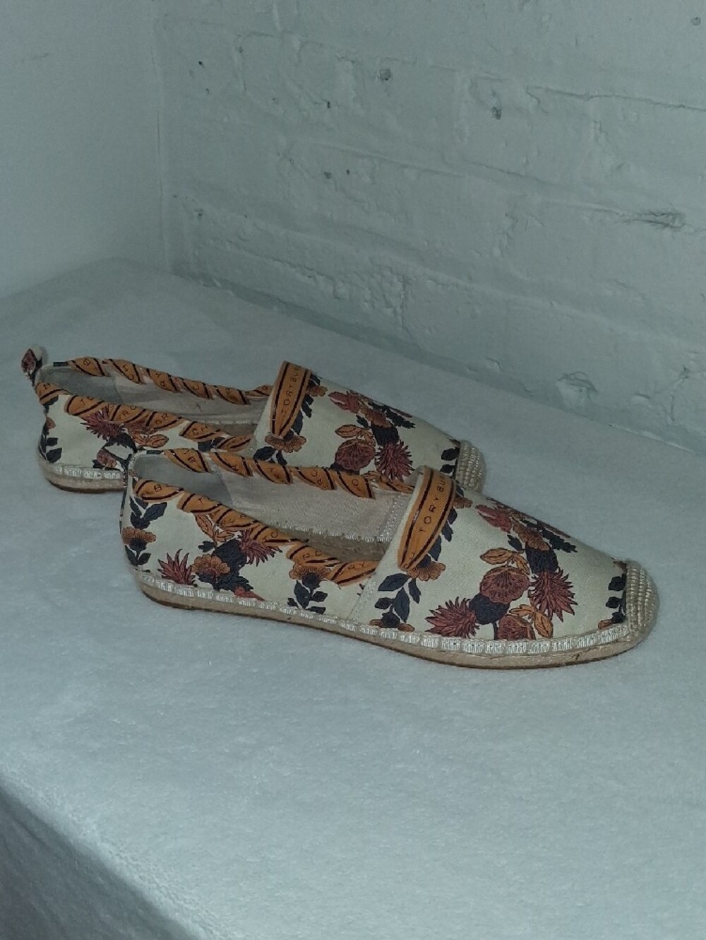 Tory Burch Floral Canvas Espadrilles in Cream, Rust and Brown - Picture 2 of 7